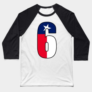 Number 6 Texas Flag Baseball T-Shirt